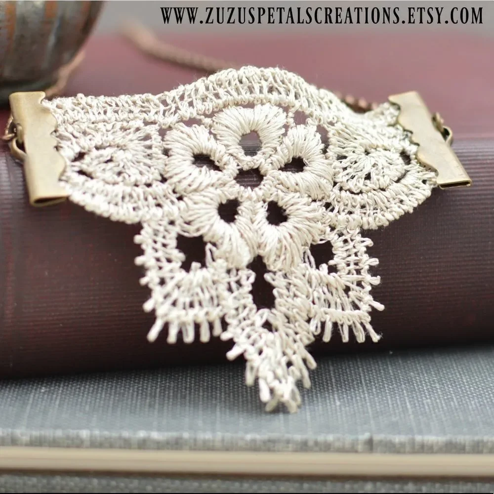 Crocheted Lace Boho Necklace - Picture 5 of 5